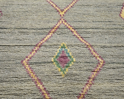 10 Feet Moroccan Gray Hand Woven Wool Runner Rug